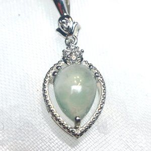 Genuine Aquaprase .925 Silver Pendant Pear Shape Natural Gemstone